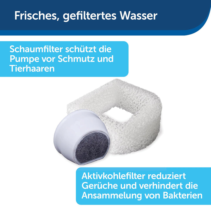 Keramik-Trinkbrunnen Katze &amp; Hund mit Doppelfilter 2 L weiss - Bild 2