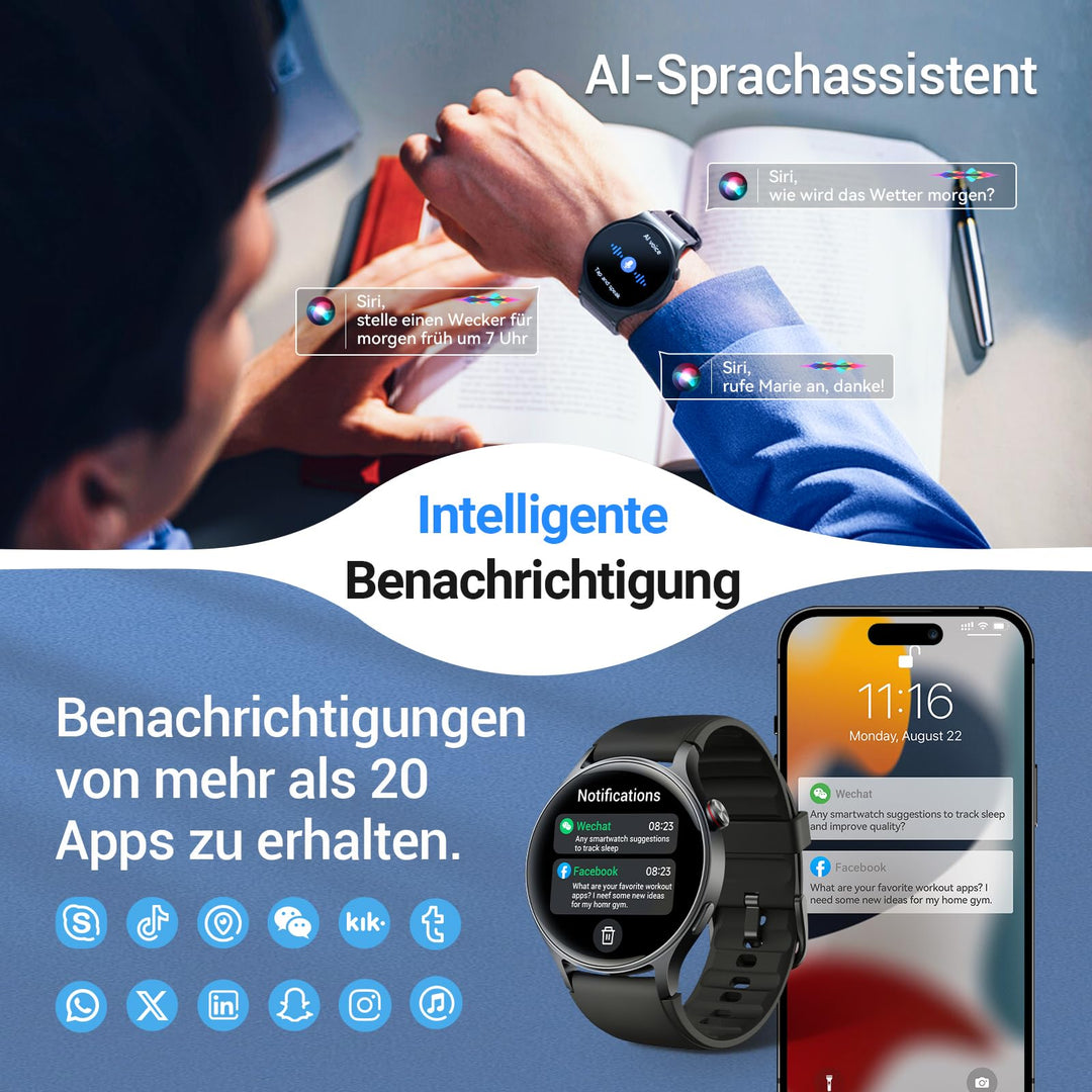 Smartwatch mit Telefonfunktion 1,32" AMOLED 110+ Sportmodi 3ATM - Bild 3