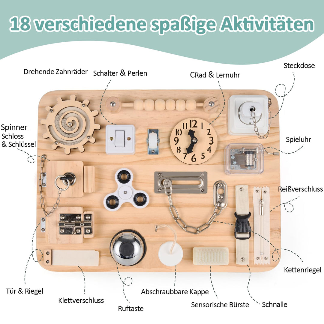 Montessori Busy Board Holz mit 18 Aktivitäten für Kleinkinder - Bild 3