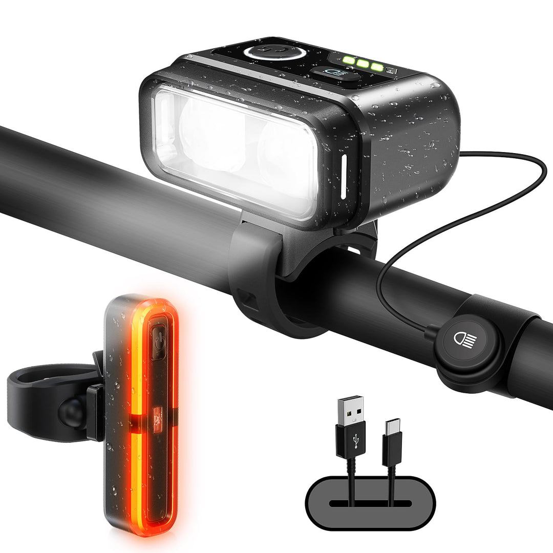 Fahrradlicht Set StVZO 100 LUX mit Bremslicht-Sensor 3200mAh