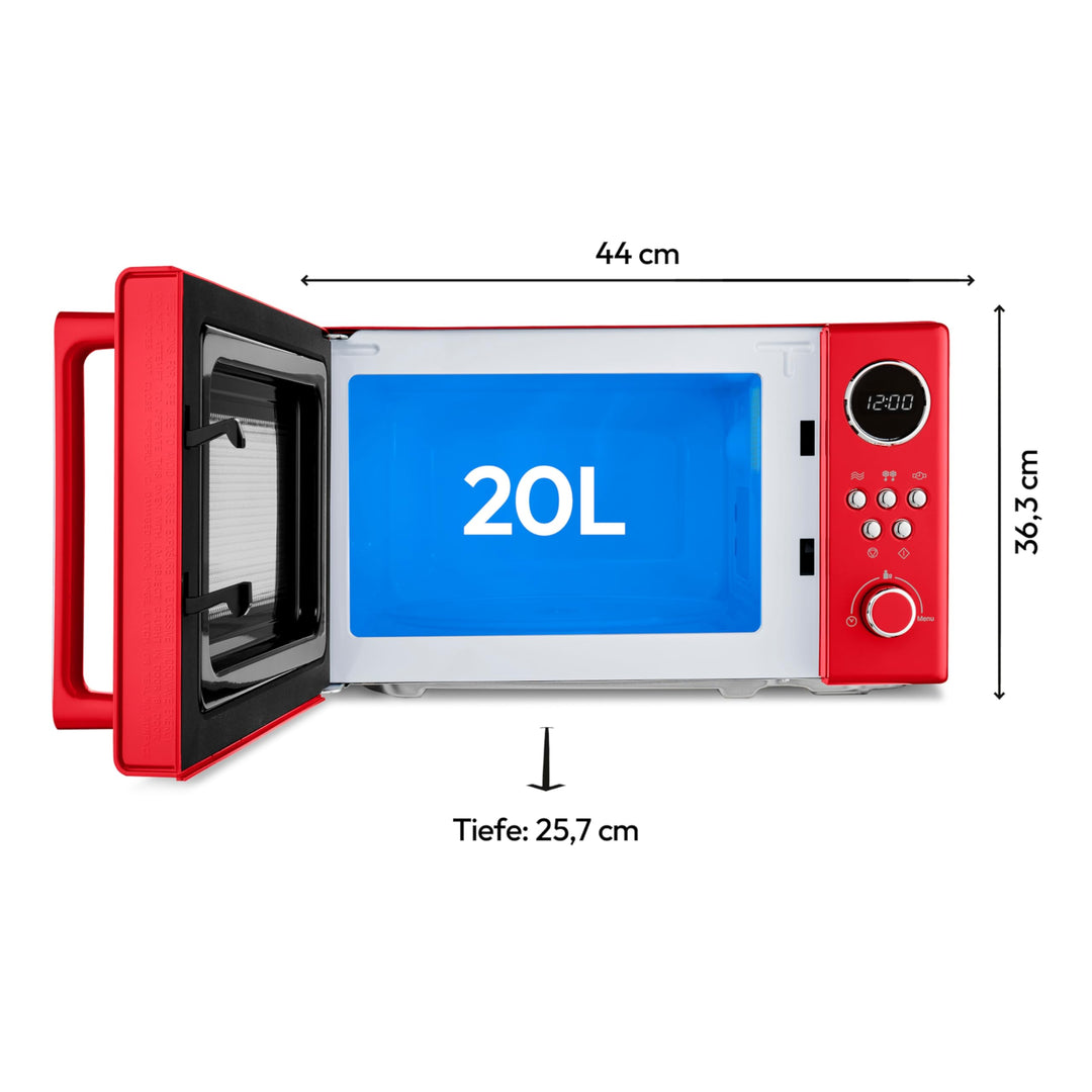 Retro Mikrowelle 20 Liter 800 Watt mit Auftaufunktion in Rot - Bild 6