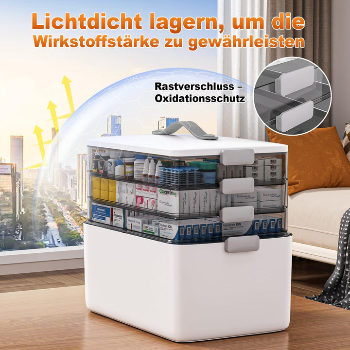 Medikamentenbox 4-lagig mit Tragegriff Hausapotheke 37x23x32 cm - Bild 5