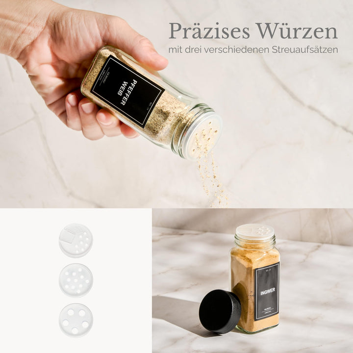 Gewürzgläser Set 24x120ml mit Schubladeneinsatz und 300 Etiketten - Bild 6