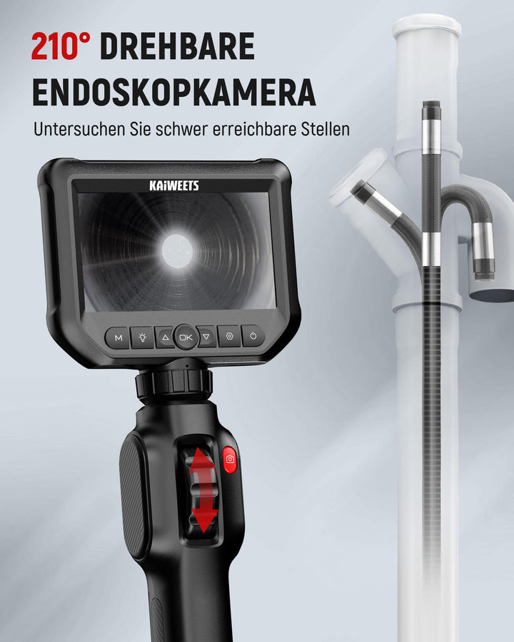 Endoskopkamera 4,3" IPS 1080P mit 210° Schwenk für Rohr &amp; Kfz - Bild 2