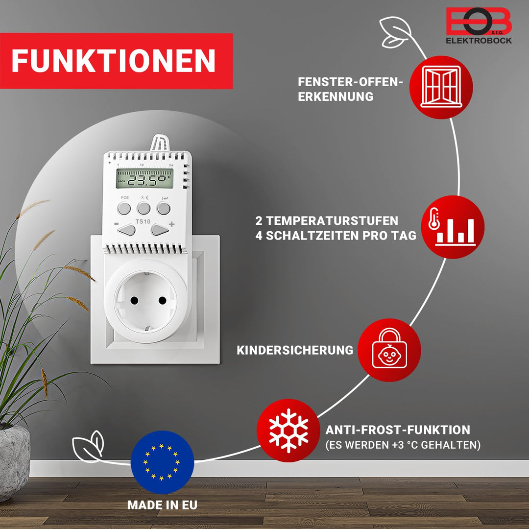 Steckdosen-Thermostat 230V 3680W programmierbar für Elektroheizung - Bild 2