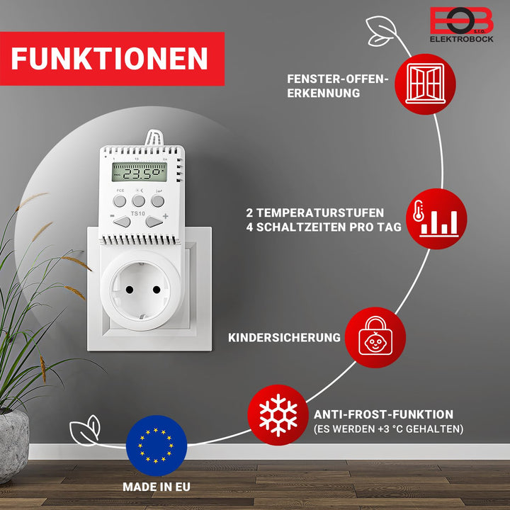 Steckdosen-Thermostat 230V 3680W programmierbar für Elektroheizung - Bild 2