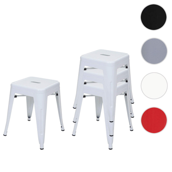 Metallhocker Industriedesign stapelbar 4er-Set, weiss, 46 cm - Bild 7