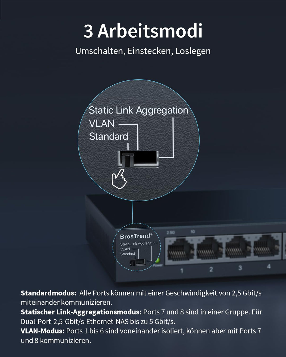 Netzwerk Switch 8-Port 2,5 Gbit/s mit VLAN &amp; Link Aggregation - Bild 4