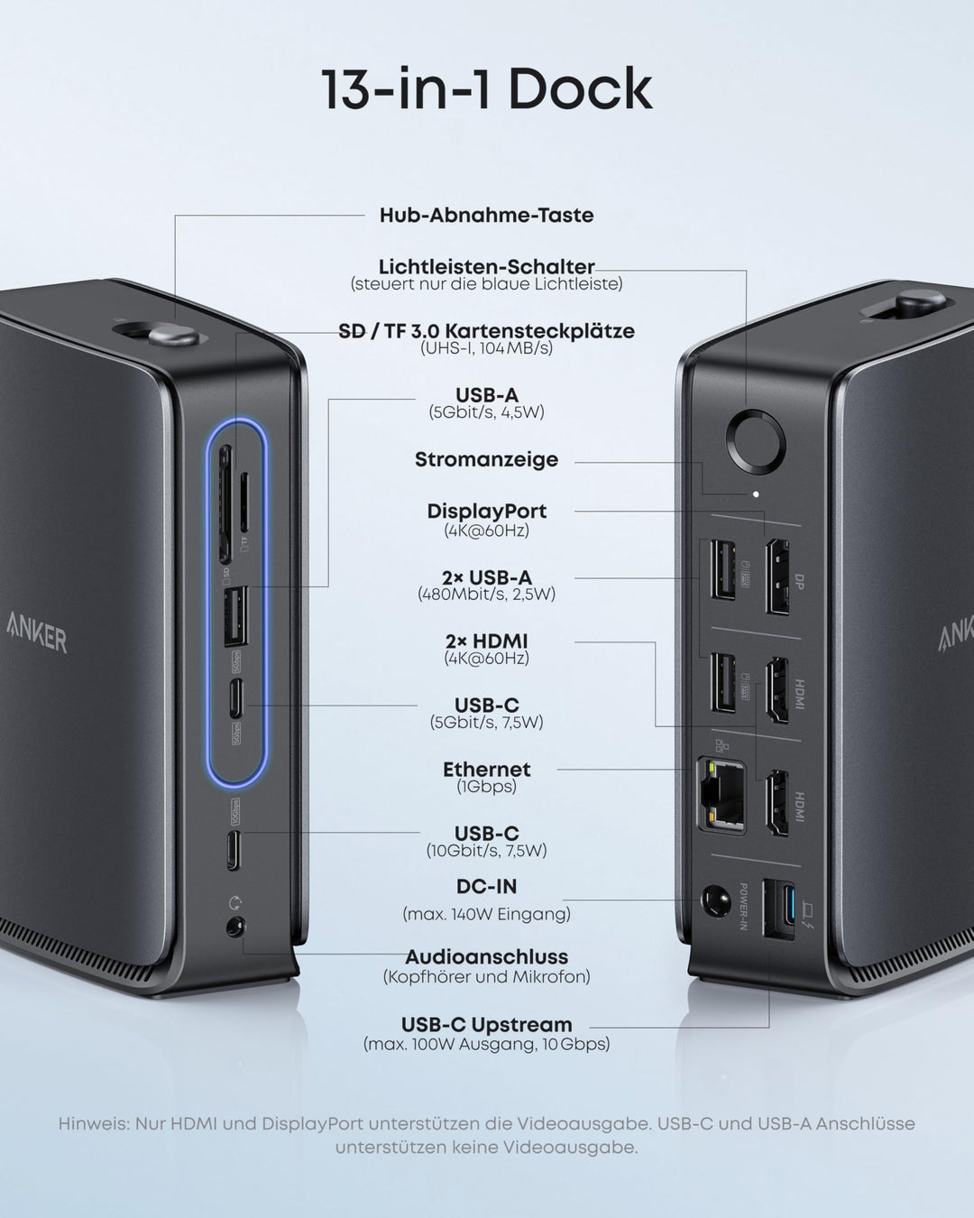 Laptop Dockingstation 13-in-1 Triple-Display USB-C mit abnehmbarem Hub - Bild 5