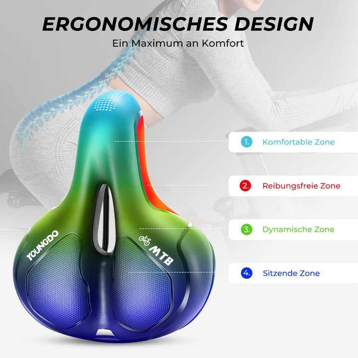 Fahrradsattel ergonomisch mit Federung und Mittelkanal universal - Bild 2