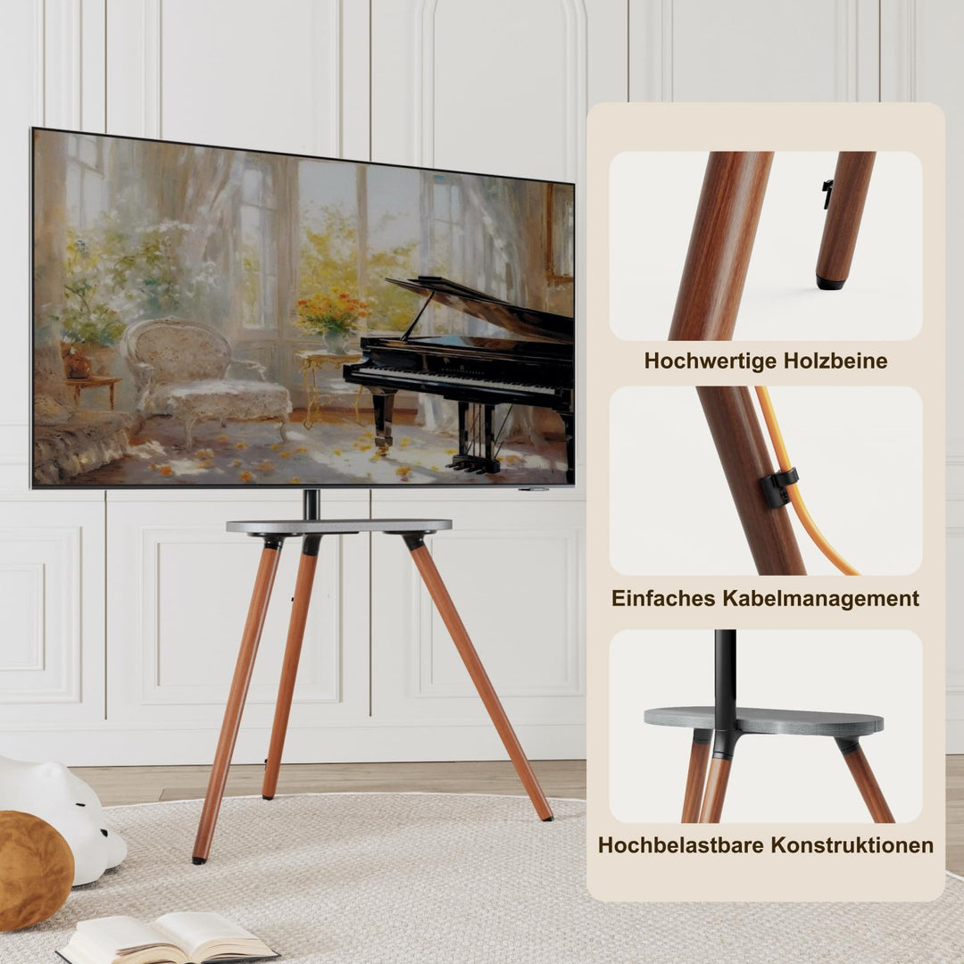 TV Staffelei Ständer Metall/Holz 43–65 Zoll schwenkbar höhenverstellbar - Bild 4