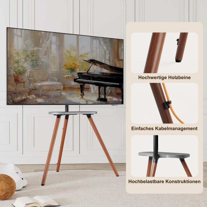 TV Staffelei Ständer Metall/Holz 43–65 Zoll schwenkbar höhenverstellbar - Bild 4