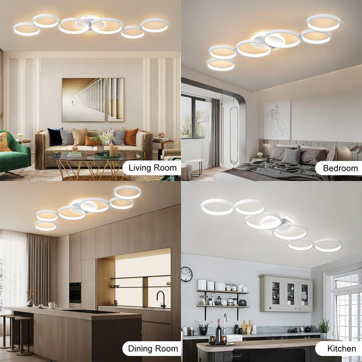 LED Deckenleuchte 113 cm dimmbar 6+1 Ring Design Wohnzimmer - Bild 4
