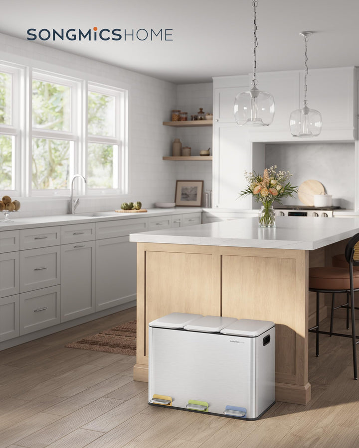 Mülltrennsystem 3-fach 45 L Edelstahl mit Softclose-Deckel - Bild 2