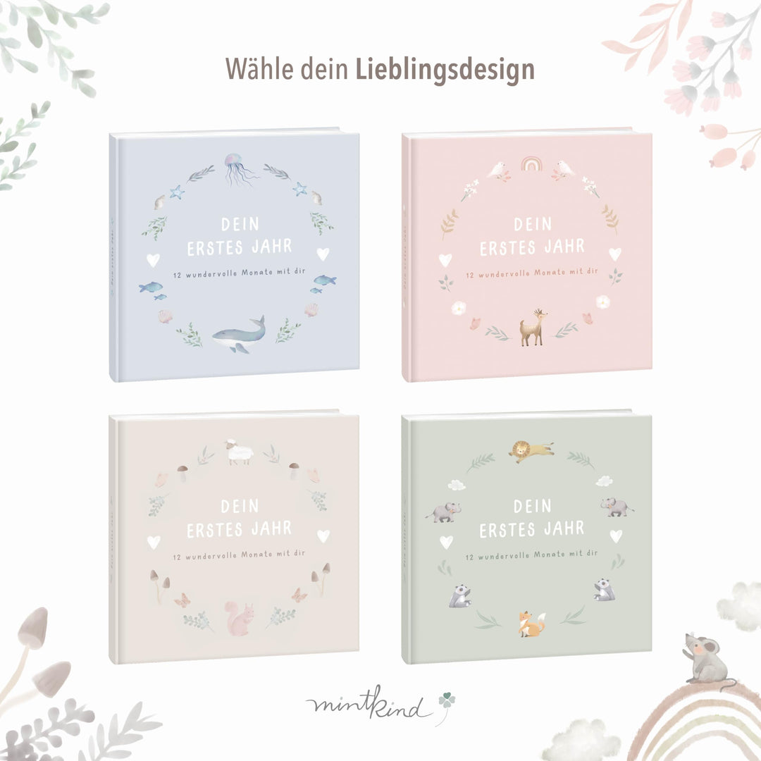 Babyalbum erstes Jahr Hardcover Beige Leinen 176 Seiten mit Sticker-Set - Bild 9