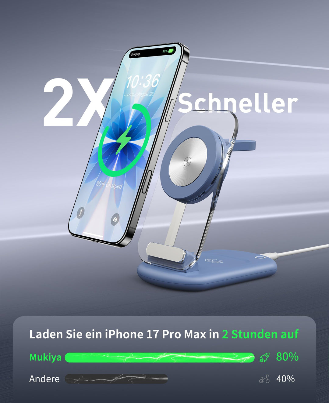 3-in-1 Ladestation iPhone Apple Watch AirPods MagSafe faltbar - Bild 2