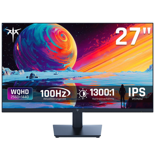 Monitor 27 Zoll QHD 2K IPS 100Hz Anti-Blaulicht fuer Gaming und Arbeit
