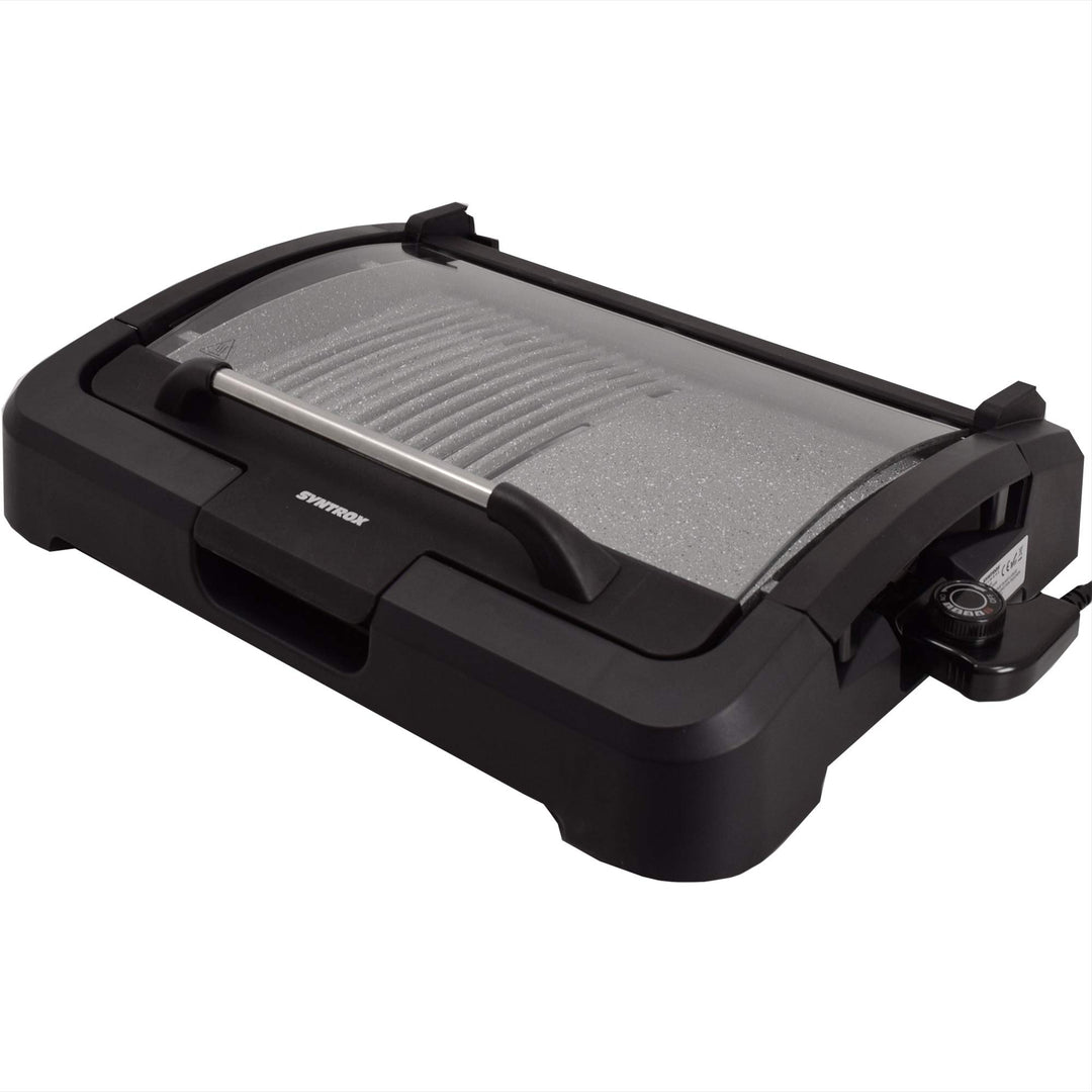 Elektro-Tischgrill Keramik-Grillplatte 39x29 cm mit Glasdeckel 2200W - Bild 5
