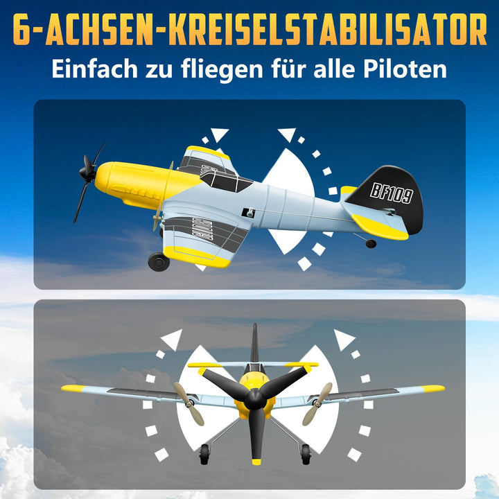RC Flugzeug BF-109 Warbird 3-Kanal mit Gyro-Stabilisierung für Einsteiger - Bild 4