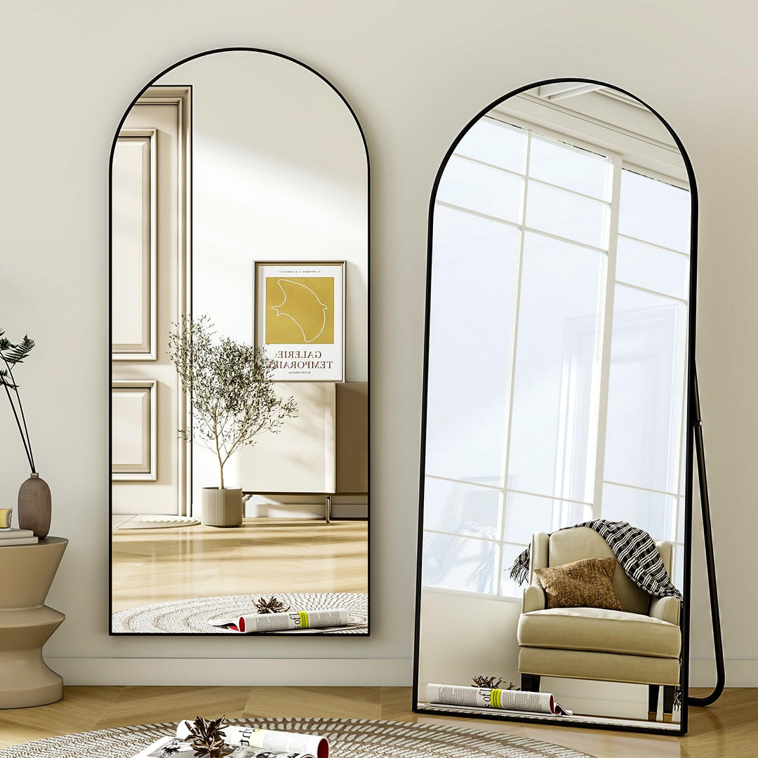 Ganzkörperspiegel Bogen 180x67 cm Standspiegel Schwarz Schlafzimmer - Bild 3