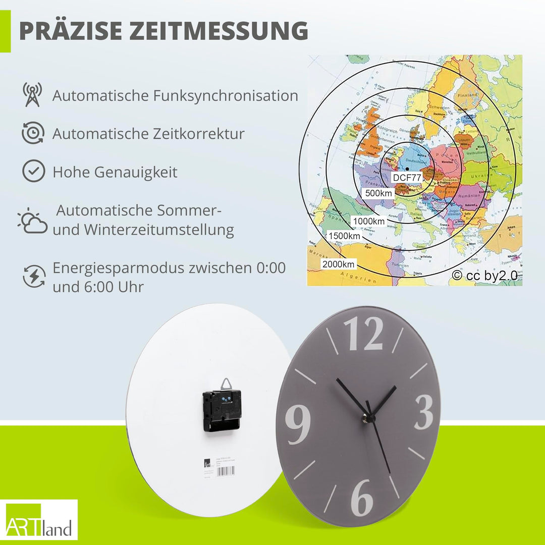 Wanduhr Glas lautlos rund Ø 30 cm Erdbeere Motiv Funkuhr - Bild 4