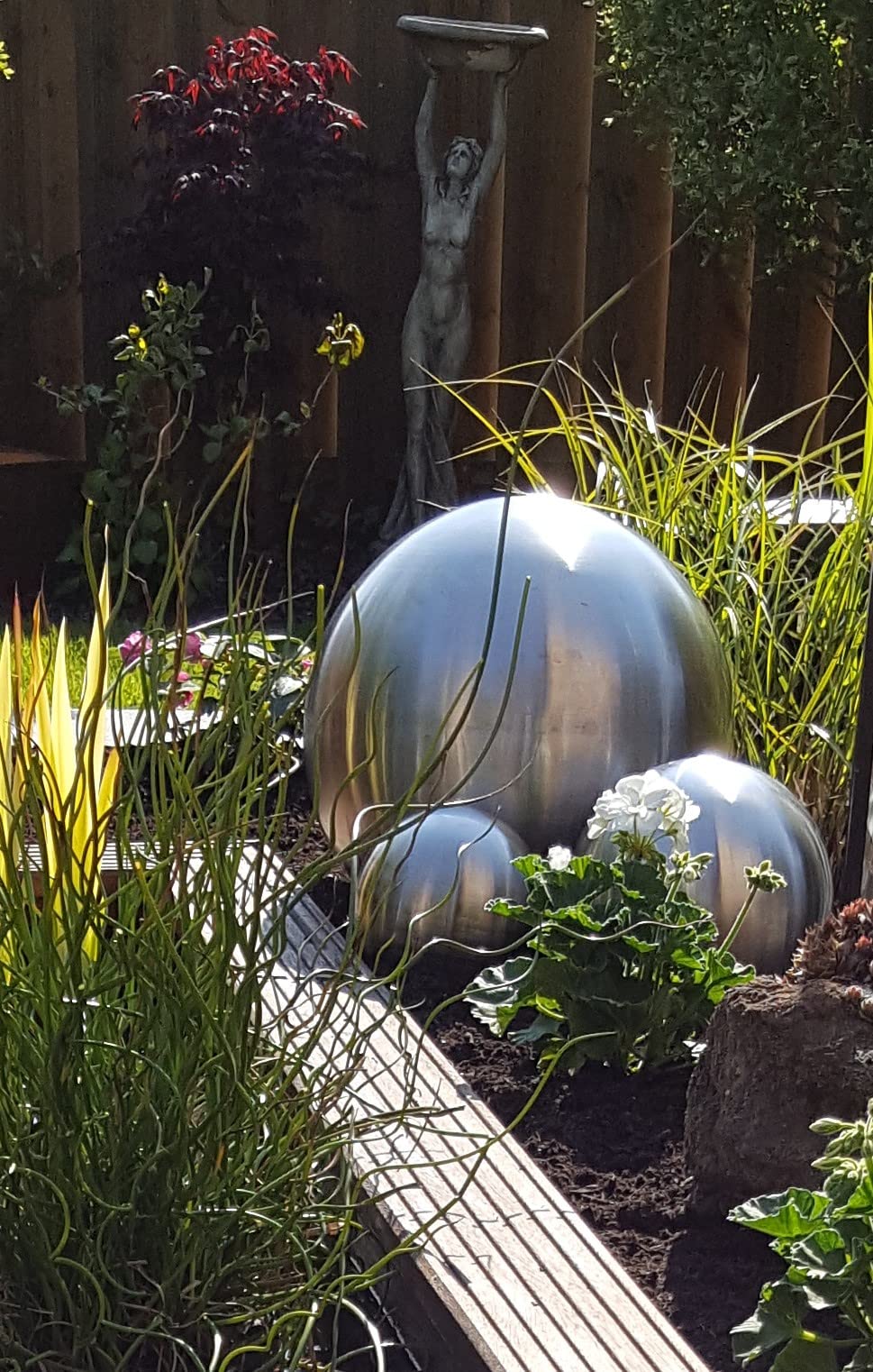 Dekokugel Edelstahl matt gebürstet 20 cm für Garten und Teich - Bild 5