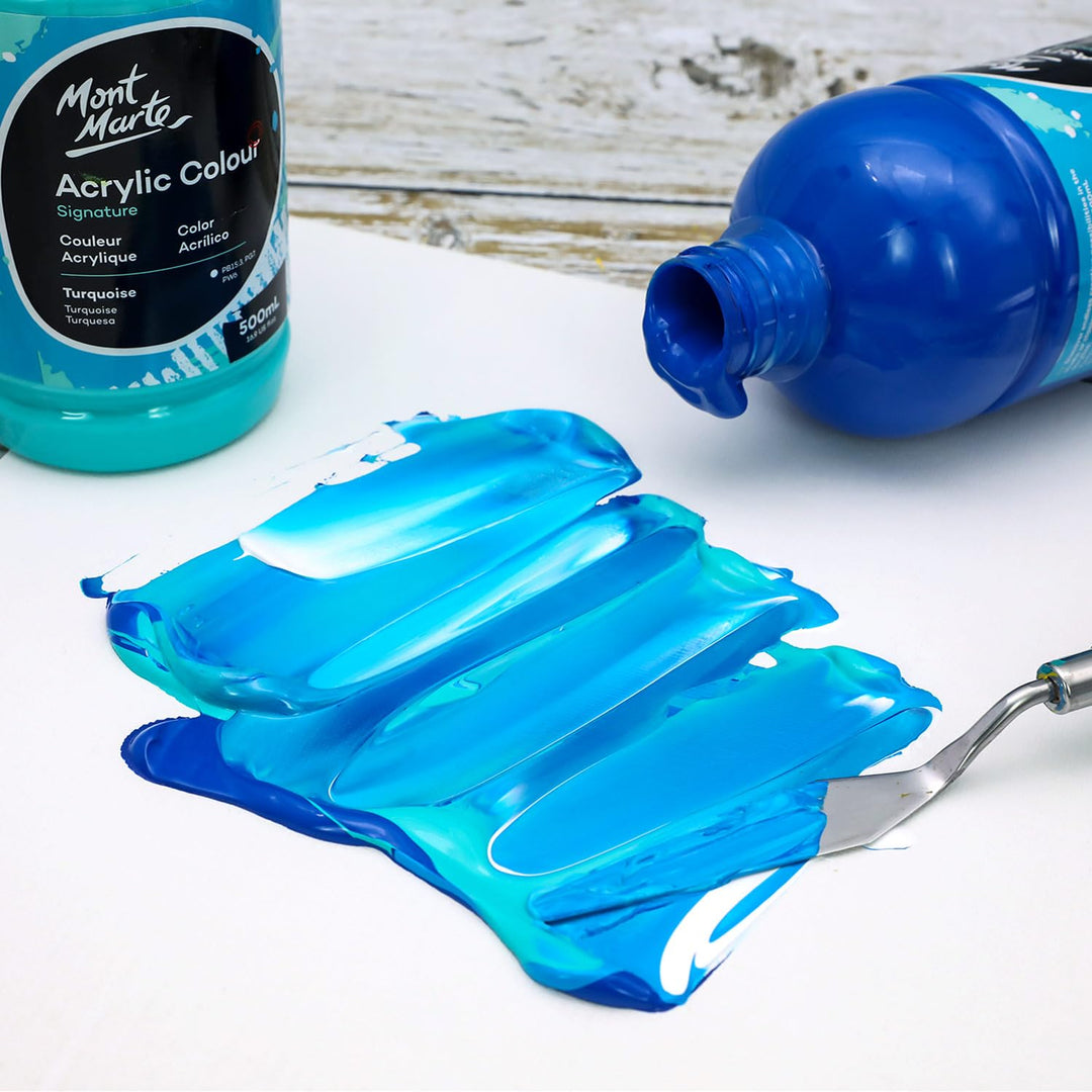 Acrylfarben-Set 12 x 500 ml halbmatt für Leinwand und Holz - Bild 4