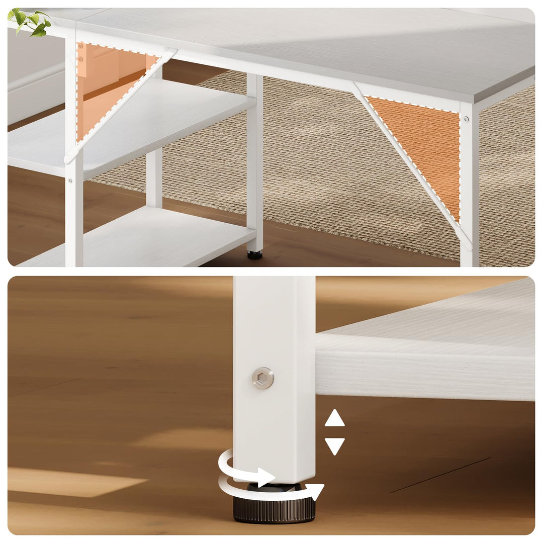 Gaming Schreibtisch L-Form mit Regal 100x70 cm Weiss - Bild 6