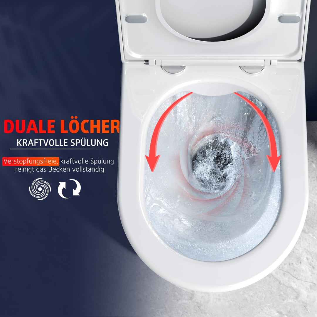 Hänge-WC spülrandlos 48.5 cm Soft-Close Doppelspülung Keramik - Bild 3