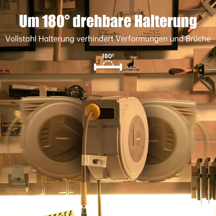 Druckluftschlauchtrommel 20m+2m Hybrid-Polymer 24 Bar Wandmontage - Bild 8