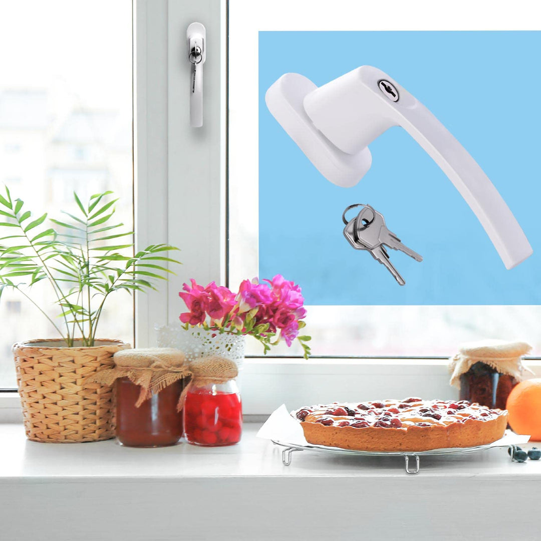 Fenstergriff abschliessbar Aluminium Weiss 10er-Set mit Druckknopf - Bild 6