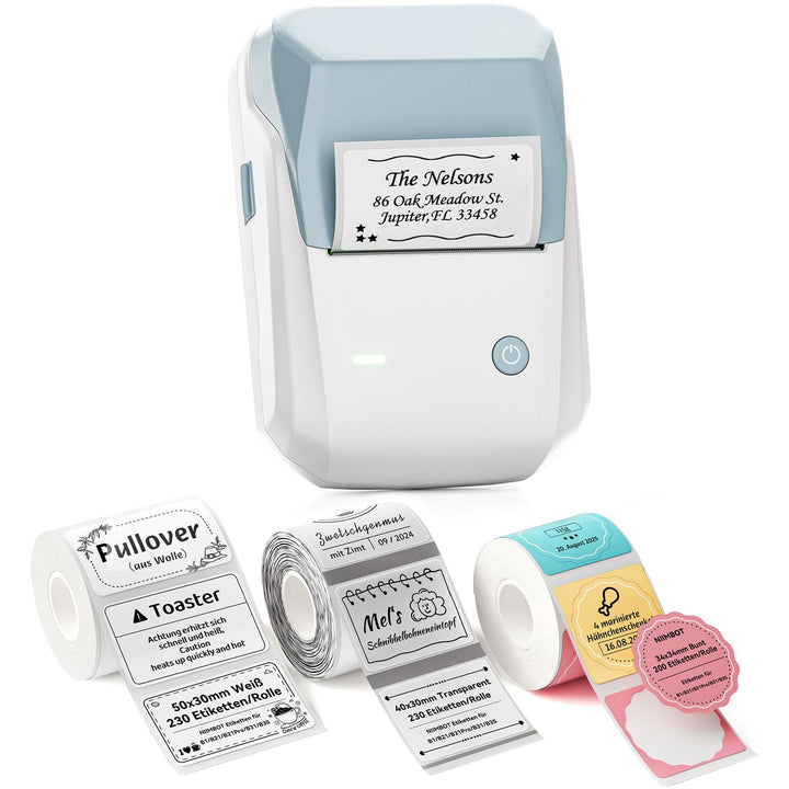 Etikettendrucker Thermodruck Bluetooth USB 50mm mit 3 Etikettenrollen