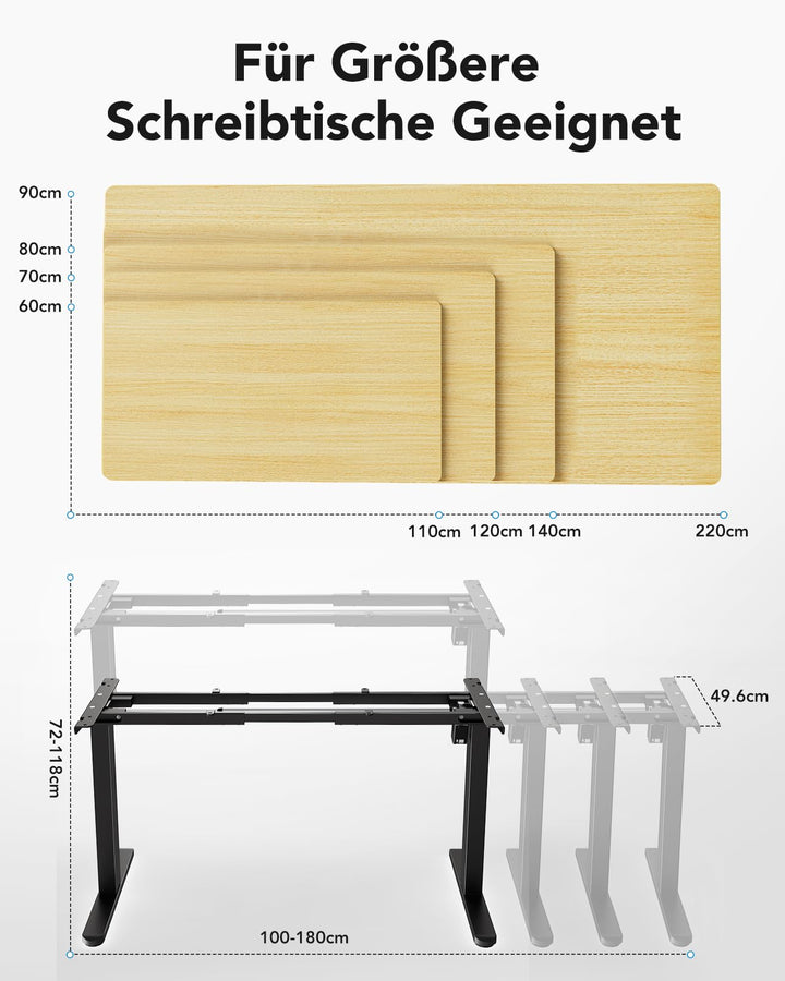 Schreibtischgestell höhenverstellbar bürstenloser Motor 72-118 cm - Bild 2