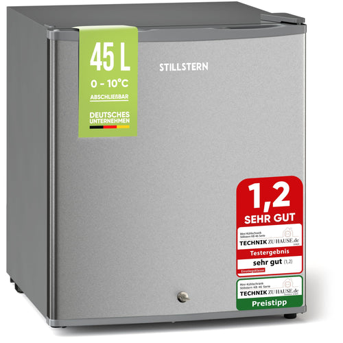 Minikühlschrank 45L mit Frostfach, Schloss & Abtauautomatik, leise