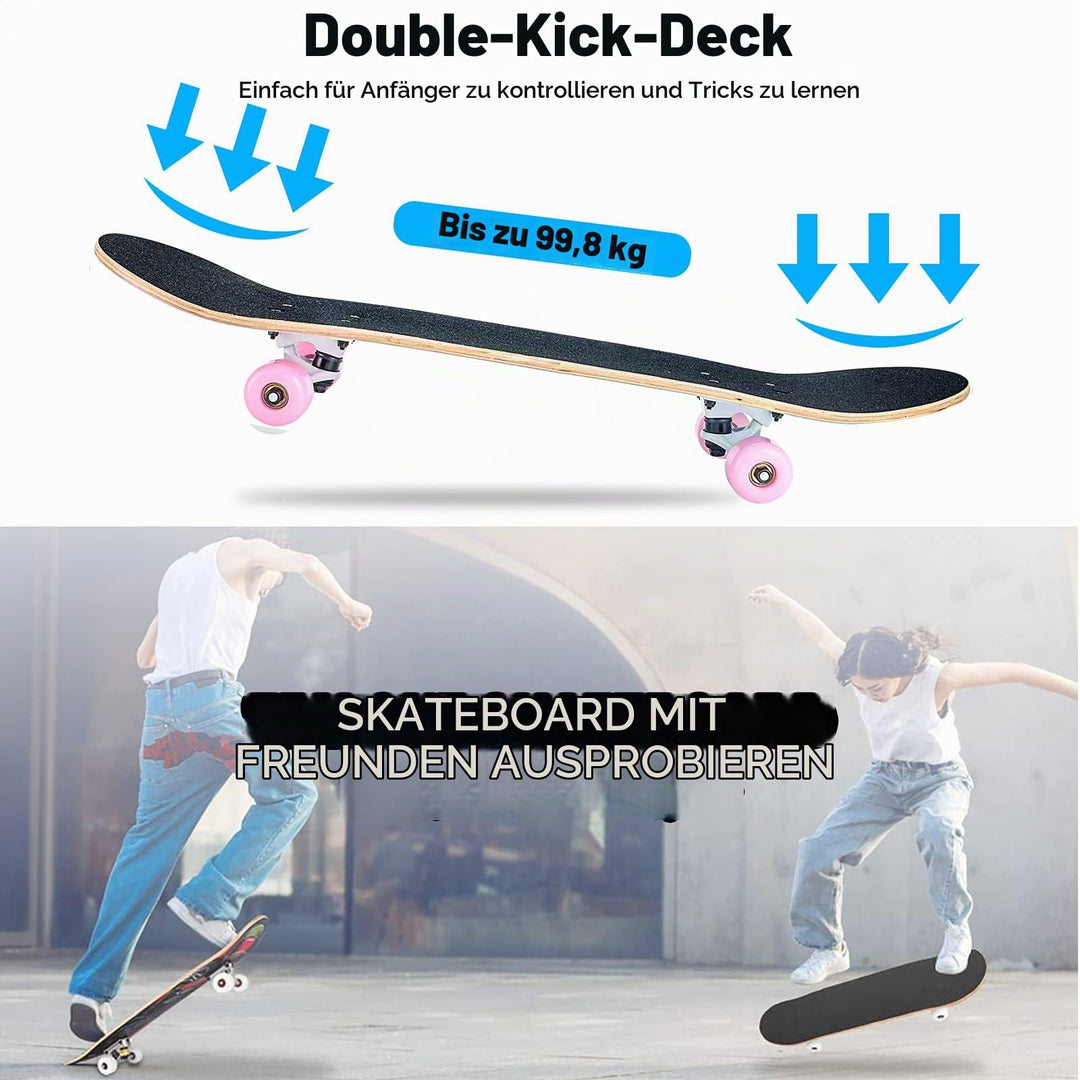 Skateboard 8-lagig Ahornholz 78,9x20,3 cm ABEC-11 für Anfänger - Bild 3
