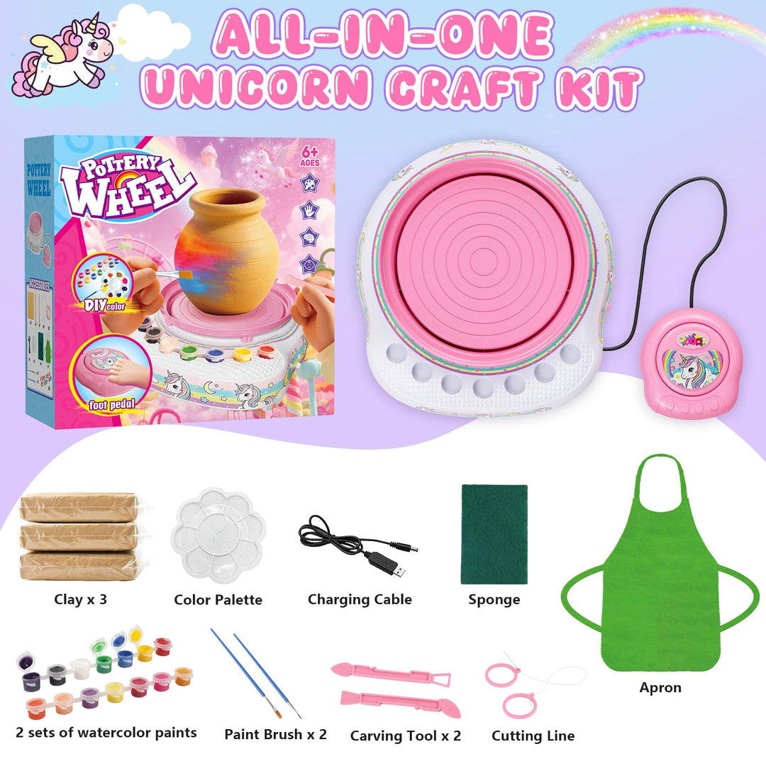 Töpferscheibe Kinder Set mit Ton, 14 Farben &amp; Fussped al 6–12 J. - Bild 2