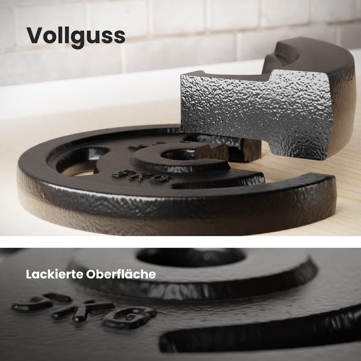 Gusseisen Hantelscheiben Set 30 kg 4x2,5 kg + 4x5 kg 31 mm Bohrung - Bild 4