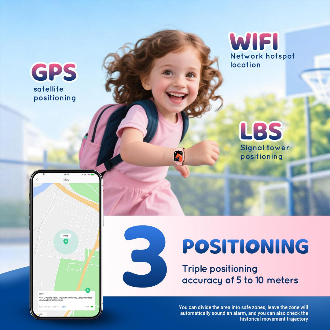 Kinder-Smartwatch 4G GPS SOS-Notruf Videoanruf Touchscreen Rosa - Bild 2