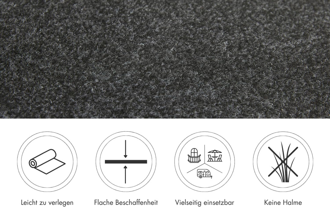 Kunstrasen Nadelfilz Anthrazit 200x400 cm für Balkon und Terrasse - Bild 3