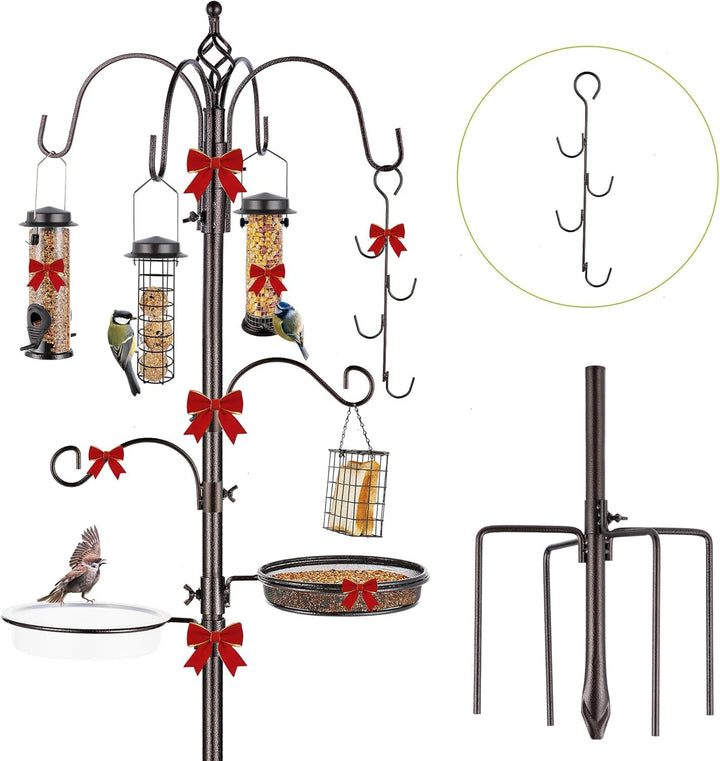 Vogelfutterstation Metall mit Ständer 238 cm höhenverstellbar mit 3 Feedern - Bild 9