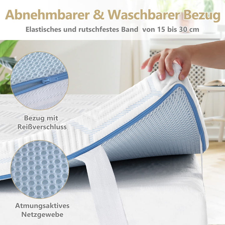 Matratzentopper 140x200cm Gel Memory Foam 7,5cm H2+H3 wendbar - Bild 4