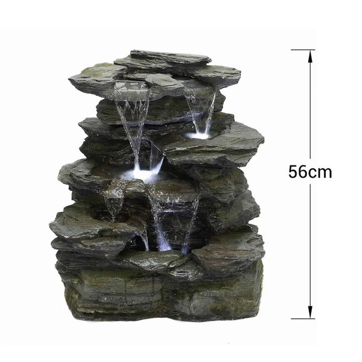 Gartenbrunnen Naturstein-Optik mit LED 3-stufig aus Polyresin - Bild 5