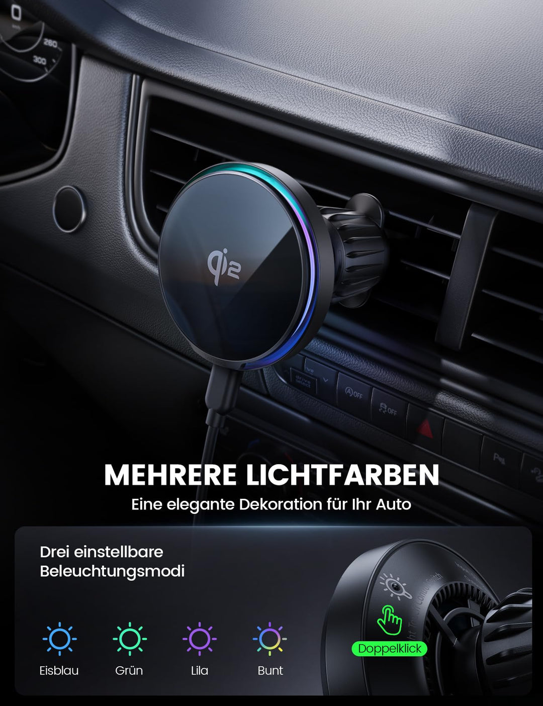 Auto-Handyhalterung Qi2 mit 15W Schnellladung Lüftungshalter - Bild 5