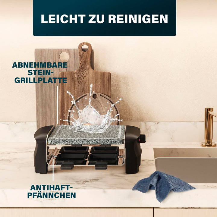 Raclette-Grill Steinplatte 21x21cm 600W fuer 4 Personen - Bild 9