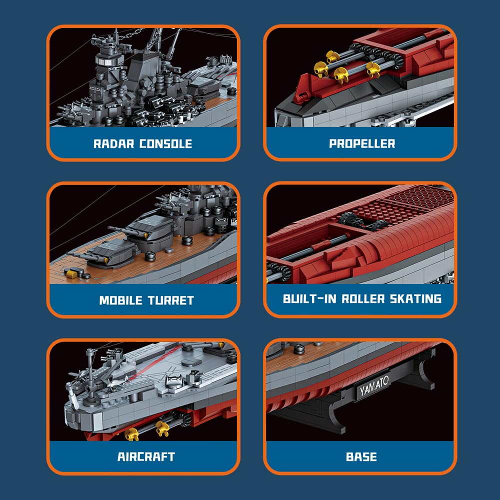 Yamato Schlachtschiff Klemmbausteine WWII 1:300 – 2569 Teile - Bild 8