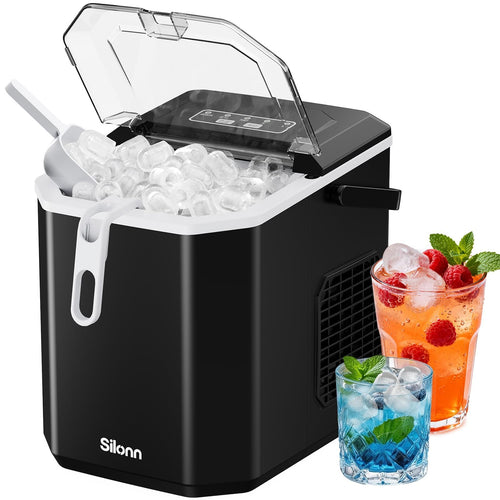 Eiswürfelmaschine Tragbar Schwarz 12 kg/Tag 9 Würfel in 6 Min