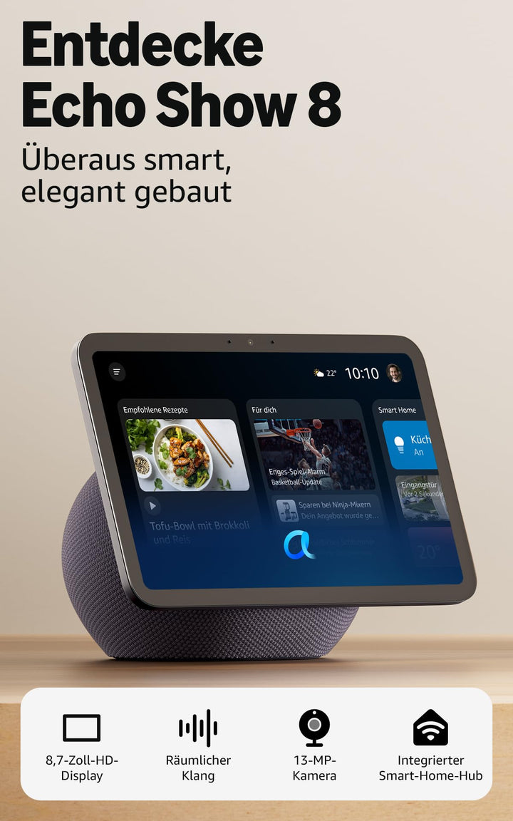 Smart Display 8,7 Zoll HD 3D-Audio Alexa Smart-Home-Hub Graphit - Bild 2