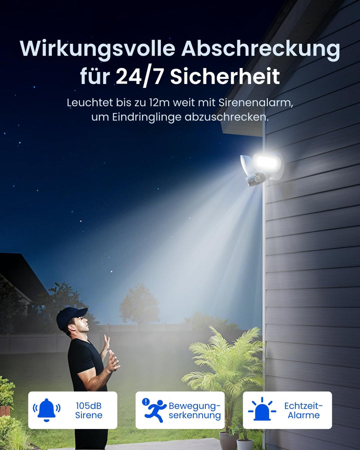 Überwachungskamera Aussen 4K 8MP Flutlicht 3000 Lumen Wi-Fi 6 - Bild 5