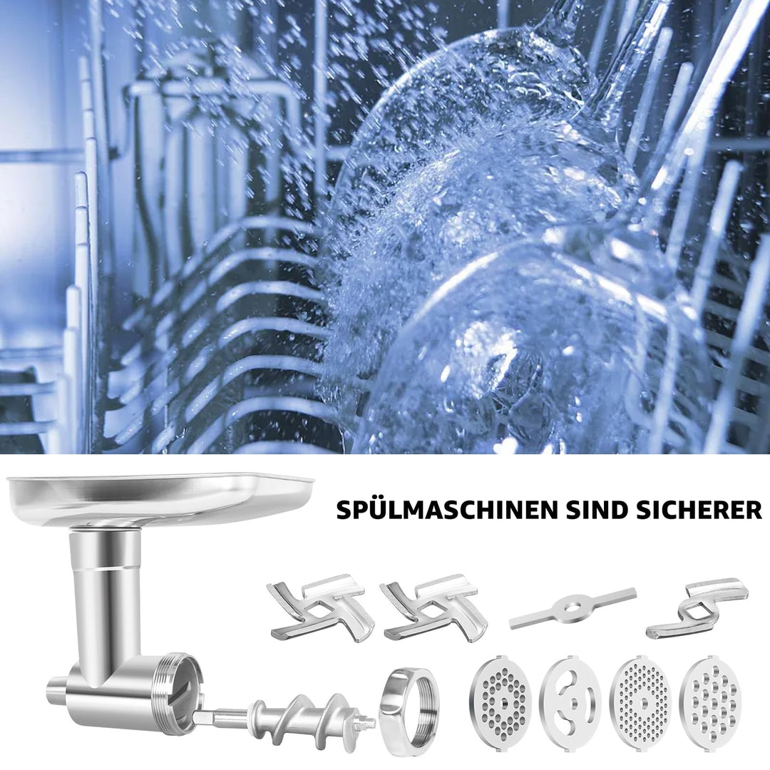 Fleischwolf-Aufsatz Edelstahl für KitchenAid mit 12-teiligem Zubehör - Bild 3