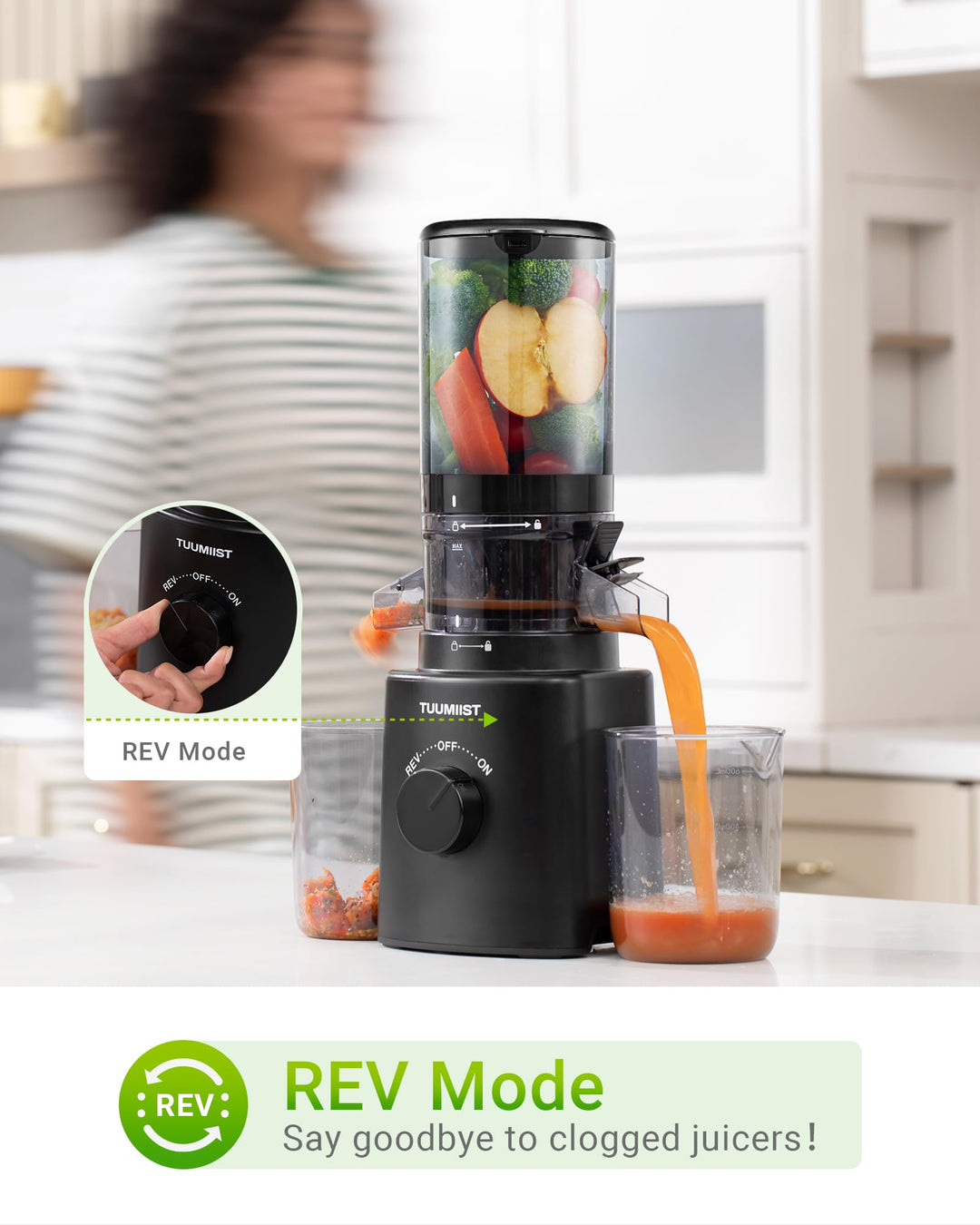 Slow Juicer 120mm Einfüllschacht 0,8L für ganze Früchte, Glanzschwarz - Bild 9